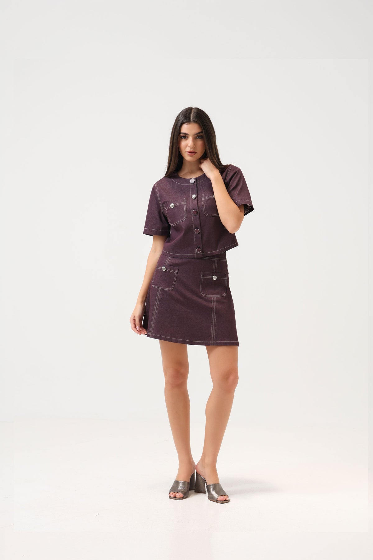 Denim Mauve Skirt