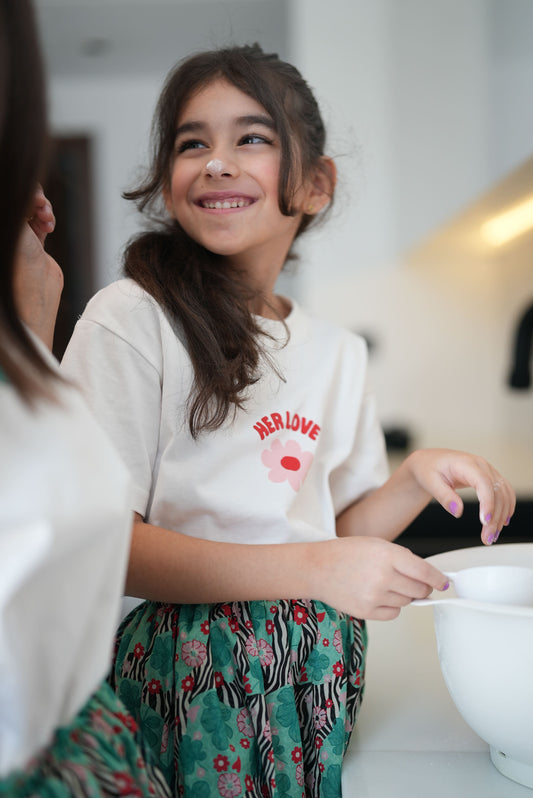 Bloom  Oversized White Cotton Kids T-shirt
