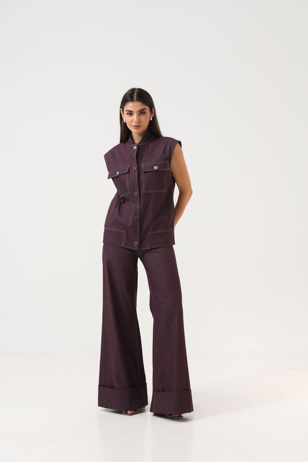 Denim Mauve Gilet