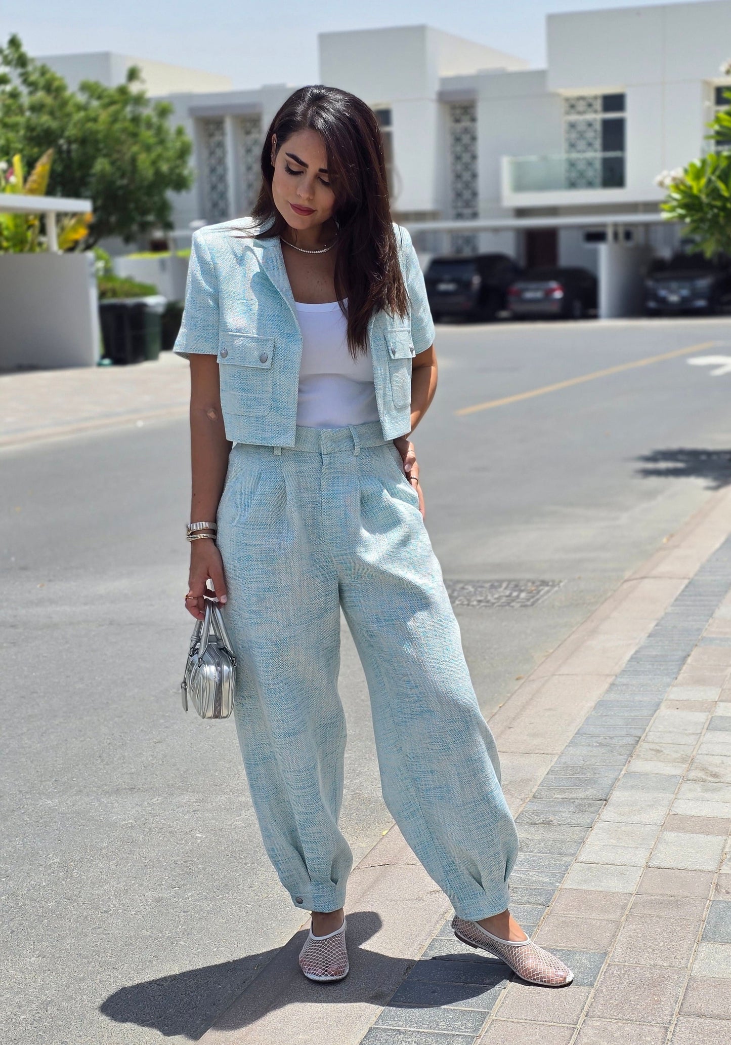 Ice Blue Balloon Pants