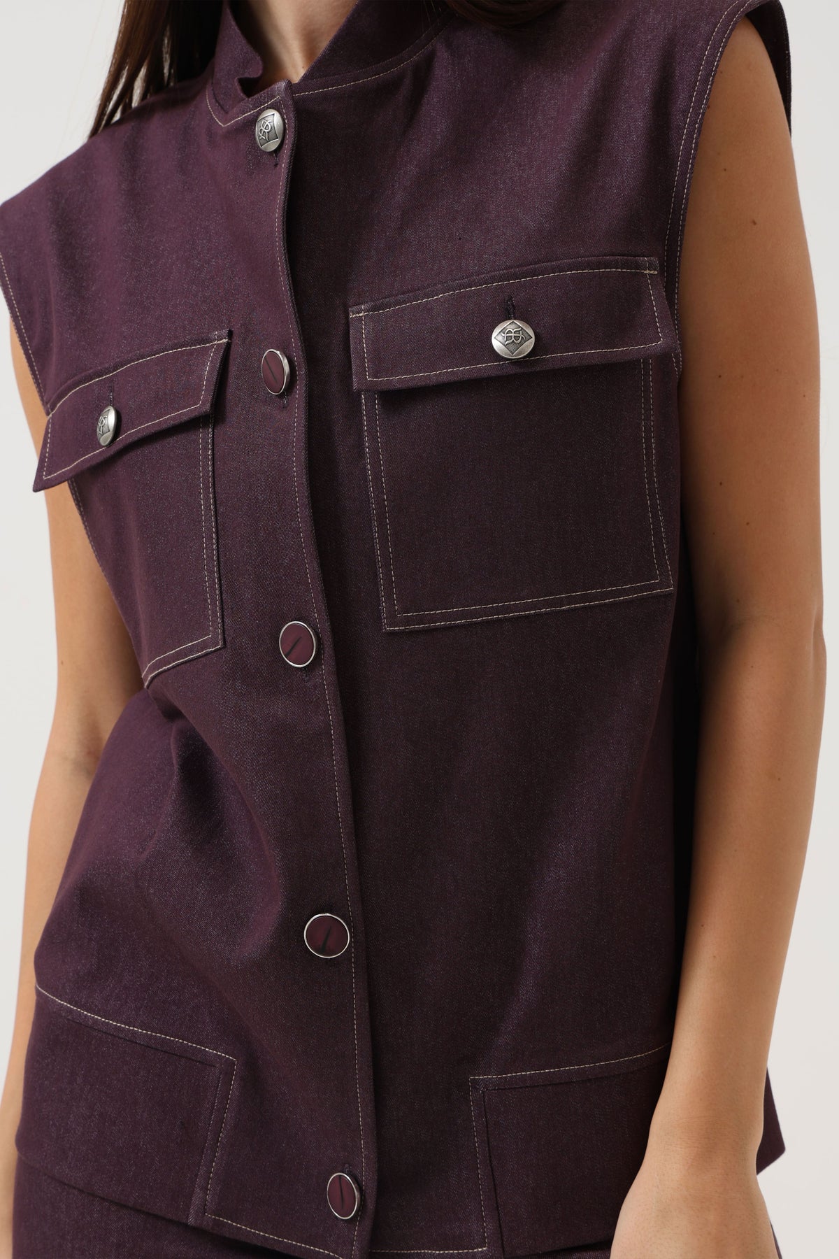 Denim Mauve Gilet